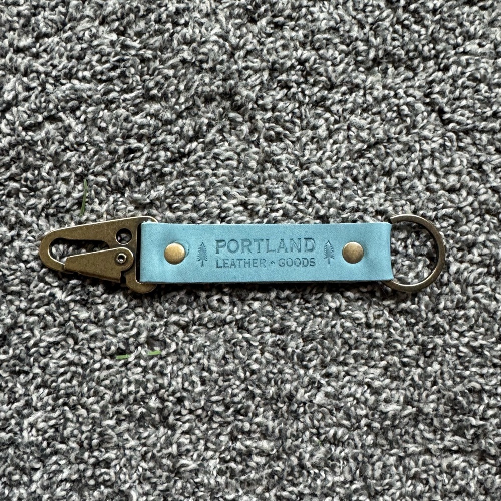 Portland Leather Long Keychain-Blue